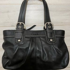 COACH Black Soho Pleated Shoulder Bag with Silver hardware F13732